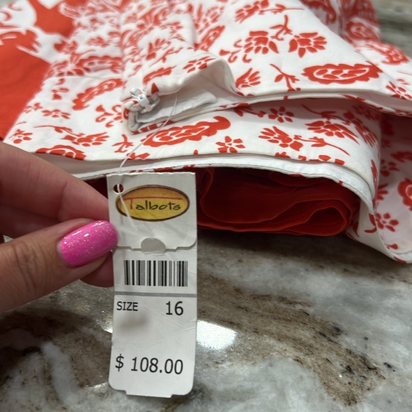 Talbots red and white pleated circle skirt - Picture 3 of 4